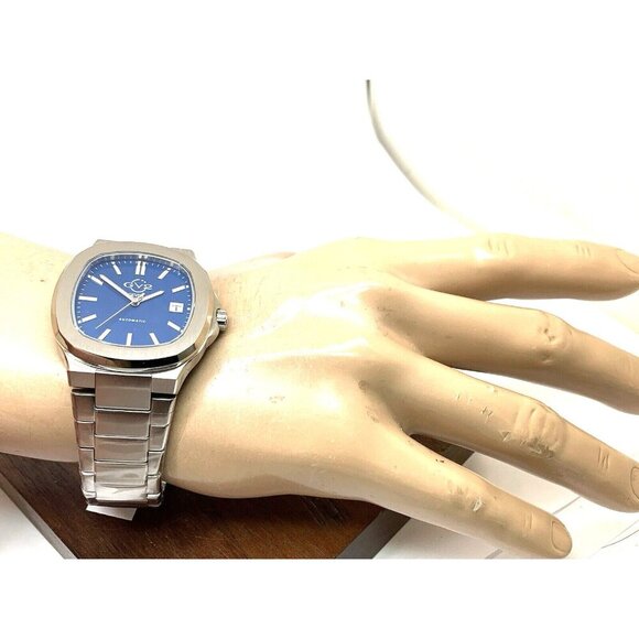 GV2 Gevril Men's Watch 18117B Potente Swiss Automatic Blue Dial Silver Steel - Picture 4 of 14